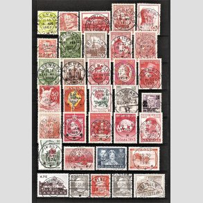 FRIMRKER DANMARK | STEMPLER | Planche med 34 stk. luxstemplede danske frimrker 