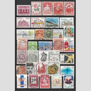 FRIMRKER DANMARK | STEMPLER | Planche med 34 stk. luxstemplede danske frimrker 