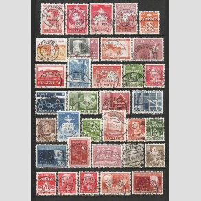 FRIMRKER DANMARK | STEMPLER | Planche med 34 stk. luxstemplede danske frimrker 