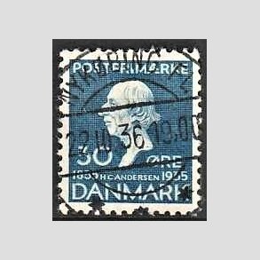 FRIMRKER DANMARK | 1935 - AFA 228 - H. C. Andersen 30 re bl - Lux Stemplet Nykbing Fl.