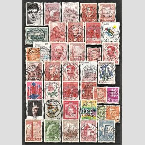 FRIMRKER DANMARK | STEMPLER | Planche med 38 stk. luxstemplede danske frimrker 