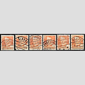 FRIMRKER DANMARK | 1952 - AFA 341 (Engros) - Frederik IX 80 re orange x 6 - Pragt Stemplet