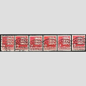 FRIMRKER DANMARK | 1946 - AFA 294 - Rigsvben 2 Kr. rd x 6 - Lux Stemplet