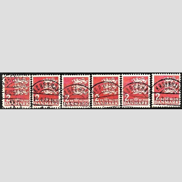 FRIMRKER DANMARK | 1946 - AFA 294 - Rigsvben 2 Kr. rd x 6 - Lux Stemplet