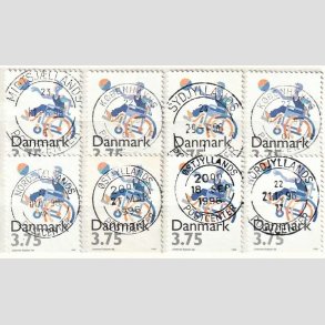 FRIM�RKER DANMARK | 1996 - AFA 1111 - Sport - 3,75 Kr. flerfarvet x 8 - Engros - Lux Stemplet