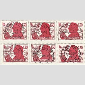 FRIMRKER DANMARK | 1979 - AFA 690 - Adam Oehlenschlger - 1,30 Kr. rd x 6 - Engros - Lux Stemplet