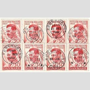 FRIMRKER DANMARK | 1960 - AFA 387 - Niels R. Finsen - 30 re rd x 8 - Engros - Lux/Pragt Stemplet