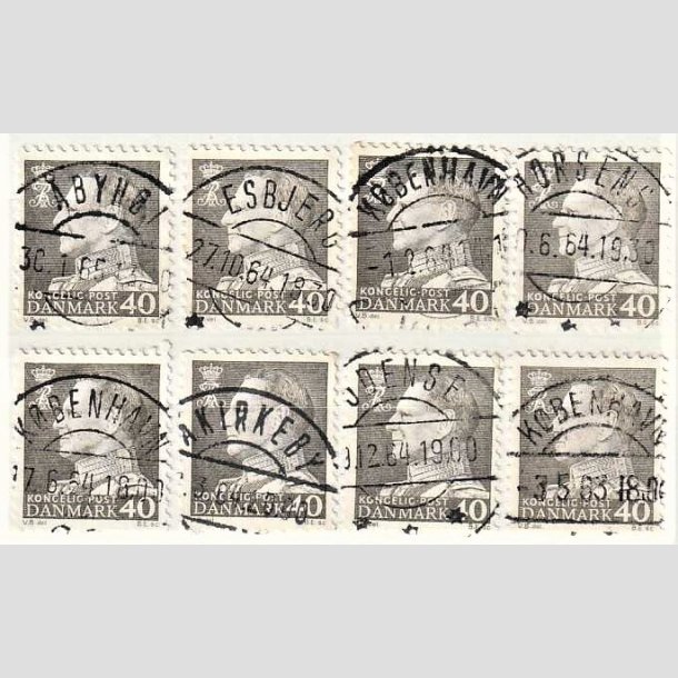 FRIMRKER DANMARK | 1961-62 - AFA 396 - Fr. IX 40 re gr x 8 - Engros - Lux/Pragt Stemplet