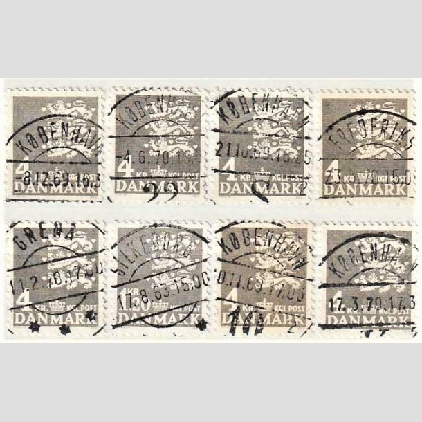 FRIMRKER DANMARK | 1969 - AFA 487 - Rigsvben 4 Kr. gr x 8 - Engros - Lux Stemplet