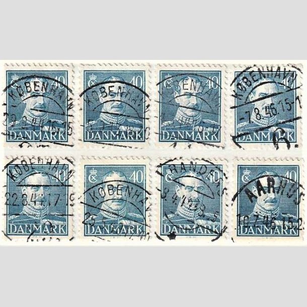 FRIMRKER DANMARK | 1942-44 - AFA 280 - Chr. X 40 re bl x 8 - Engros - Lux Stemplet