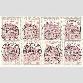 FRIMRKER DANMARK | 1978 - AFA 658 - Europamrker - 1,20 Kr. rd x 8 - Engros - Lux/Pragt Stemplet