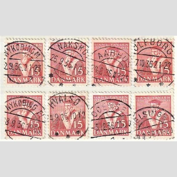 FRIMRKER DANMARK | 1936 - AFA 232 - Reformationen 15 re rd x 8 - Engros - Lux Stemplet