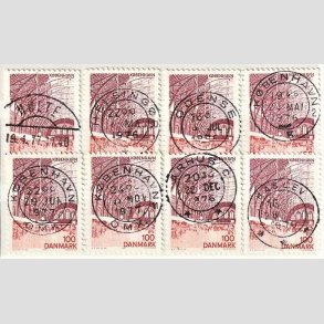 FRIMRKER DANMARK | 1976 - AFA 615 - Kbenhavn - 100 re rdlilla/rd x 8 - Engros - Lux/Pragt Stemplet