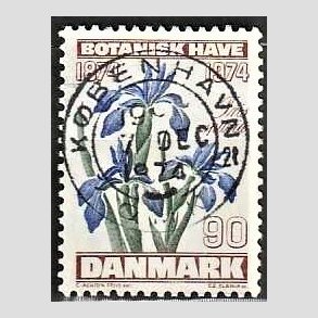 FRIM�RKER DANMARK | 1974 - AFA 577 - Botanisk Have 100 �r. - 90 �re brun/bl�/gr�n - Pragt Stemplet