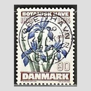 FRIM�RKER DANMARK | 1974 - AFA 577 - Botanisk Have 100 �r. - 90 �re brun/bl�/gr�n - Pragt Stemplet