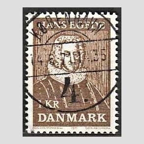 FRIM�RKER DANMARK | 1971 - AFA 513 - Hans Egede - 1,00 Kr, brun - Pragt Stemplet