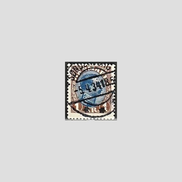 FRIMRKER DANMARK | 1921-22 - AFA 131a - Chr. X 1 Kr. brun/bl Type II - Lux Stemplet