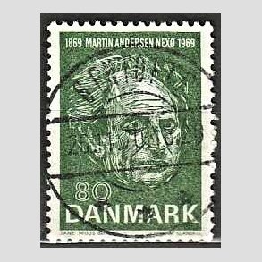 FRIM�RKER DANMARK | 1969 - AFA 485 - Martin Andersen Nex� - 80 �re gr�n - Pragt Stemplet Gentofte