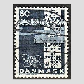 FRIM�RKER DANMARK | 1965 - AFA 434 - Telekommunikation 100 �r - 80 �re bl� - Lux Stemplet