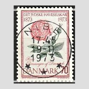 FRIM�RKER DANMARK | 1973 - AFA 546 - Jydske Haveselskab 100 �r - 70 �re rosa/gr�n/r�d - Pragt Stemplet