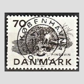 FRIM�RKER DANMARK | 1975 - AFA 602 - Truede dyr - 70 �re brun - Pragt Stemplet