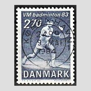 FRIM�RKER DANMARK | 1983 - AFA 767 - WM i Badminton - 2,70 Kr. bl� - Pragt Stemplet