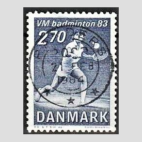 FRIM�RKER DANMARK | 1983 - AFA 767 - WM i Badminton - 2,70 Kr. bl� - Pragt Stemplet