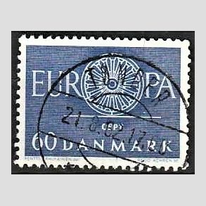 FRIM�RKER DANMARK | 1960 - AFA 389 - CEPT - 60 �re bl� - Pragt Stemplet T�nder