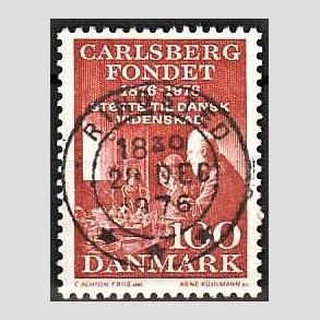 FRIM�RKER DANMARK | 1976 - AFA 626 - Carlsbergfondet 100 �r - 100 �re brunr�d - Pragt Stemplet Ringsted