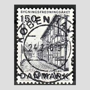 FRIM�RKER DANMARK | 1975 - AFA 593 - Bygningsfredning - 150 �re bl�gr� - Pragt Stemplet