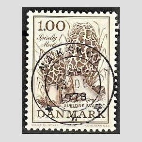 FRIM�RKER DANMARK | 1978 - AFA 669 - Sj�ldne svampe - 1,00 Kr. brun - Pragt Stemplet Nakskov