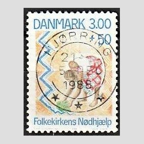 FRIMRKER DANMARK | 1988 - AFA 907 - Folkekirkens Ndhjlp - 3,00 Kr. + 50 re flerfarvet - Pragt Stemplet