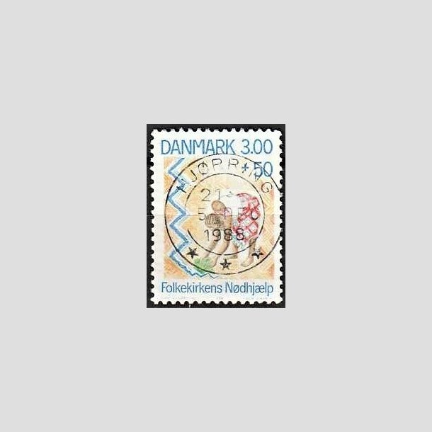 FRIMRKER DANMARK | 1988 - AFA 907 - Folkekirkens Ndhjlp - 3,00 Kr. + 50 re flerfarvet - Pragt Stemplet