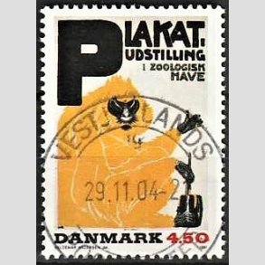 FRIM�RKER DANMARK | 1991 - AFA 1000 - Dansk Plakatkunst - 4,50 Kr. flerfarvet - Pragt Stemplet