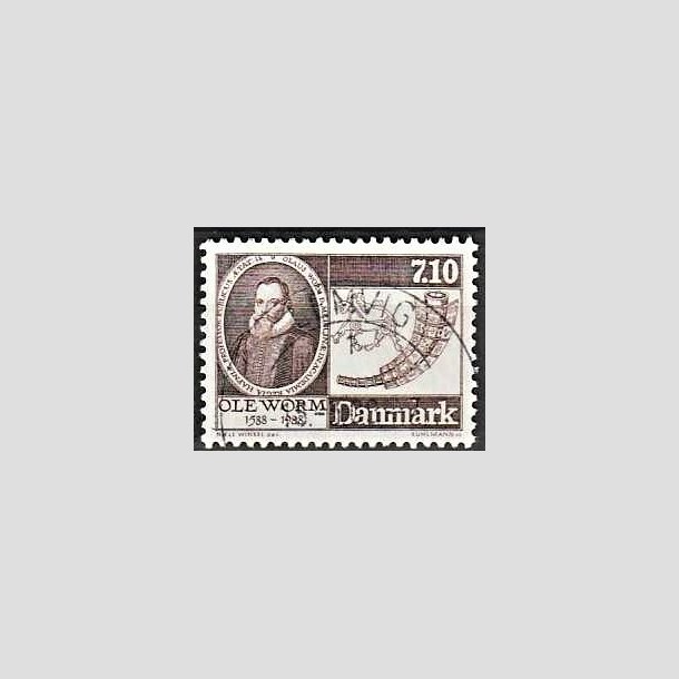 FRIMRKER DANMARK | 1988 - AFA 905 - Naturforskeren Ole Worm  - 7,10 Kr. brun - Lux Stemplet Lemvig