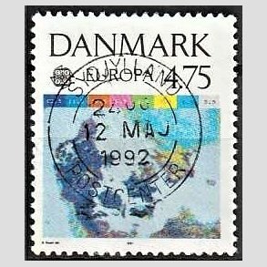 FRIM�RKER DANMARK | 1991 - AFA 990 - Europam�rker rumflyvning - 4,75 Kr. flerfarvet - Pragt Stemplet