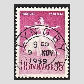 FRIM�RKER DANMARK | 1959 - AFA 377 - Ballet og Musikfestival - 35 �re r�dlilla - Pragt Stemplet Lyngby