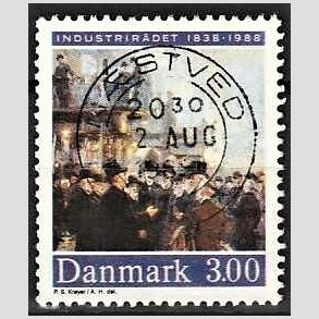 FRIM�RKER DANMARK | 1988 - AFA 913 - Industrir�det 150 �r - 3,00 Kr. flerfarvet - Pragt Stemplet