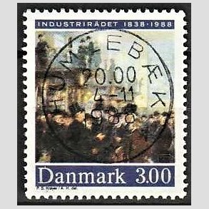 FRIM�RKER DANMARK | 1988 - AFA 913 - Industrir�det 150 �r - 3,00 Kr. flerfarvet - Pragt Stemplet Humleb�k