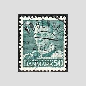 FRIMRKER DANMARK | 1952-53 - AFA 338 - Fr. IX 50 re blgrn - Lux Stemplet