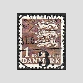 FRIMRKER DANMARK | 1946-47 - AFA 293 - Rigsvben 1,00 Kr. brun - Lux Stemplet