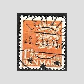 FRIMRKER DANMARK | 1962 - AFA 404 - Rigsvben 1,25 Kr. orange - Lux Stemplet Lemvig