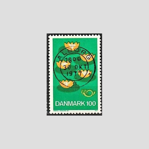 FRIMRKER DANMARK | 1977 - AFA 631 - Fllesnordisk udgave - 100 re grn/gul/mrk - Pragt Stemplet