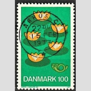 FRIM�RKER DANMARK | 1977 - AFA 631 - F�llesnordisk udgave - 100 �re gr�n/gul/m�rk - Pragt Stemplet