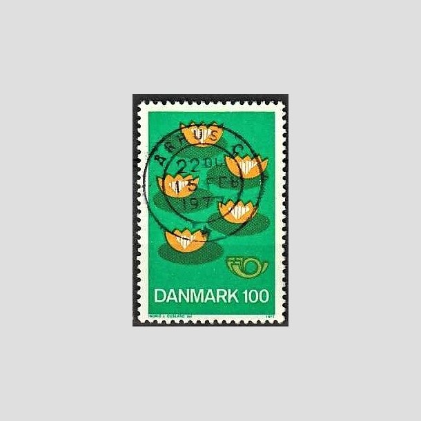 FRIMRKER DANMARK | 1977 - AFA 631 - Fllesnordisk udgave - 100 re grn/gul/mrk - Pragt Stemplet