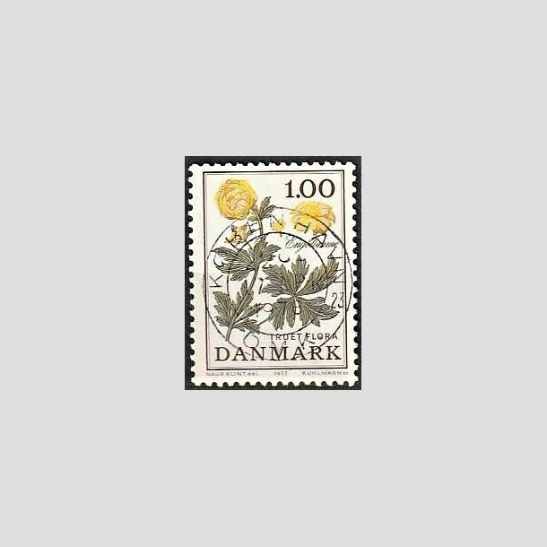 FRIMRKER DANMARK | 1977 - AFA 649 - Truet flora - 1,00 Kr. gul/grn - Pragt Stemplet Kbenhavn