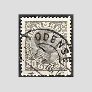 FRIMRKER DANMARK | 1921-22 - AFA 129a - Chr. X 50 re gr - Lux Stemplet