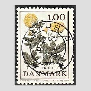 FRIM�RKER DANMARK | 1977 - AFA 649 - Truet flora - 1,00 Kr. gul/gr�n - Pragt Stemplet �rhus C