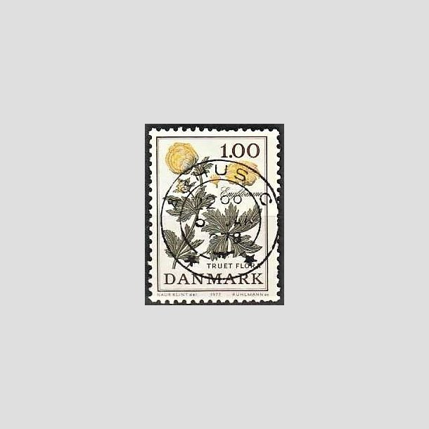 FRIMRKER DANMARK | 1977 - AFA 649 - Truet flora - 1,00 Kr. gul/grn - Pragt Stemplet rhus C