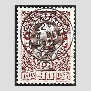 FRIM�RKER DANMARK | 1975 - AFA 595 - H.C Andersen - 90 �re r�d/brun - Pragt Stemplet